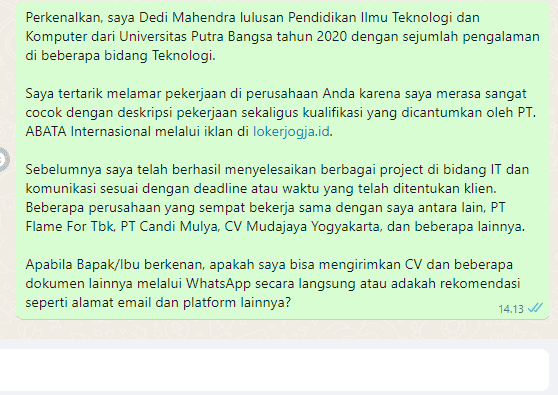 4 Cara Melamar Kerja Lewat WA Terbaru